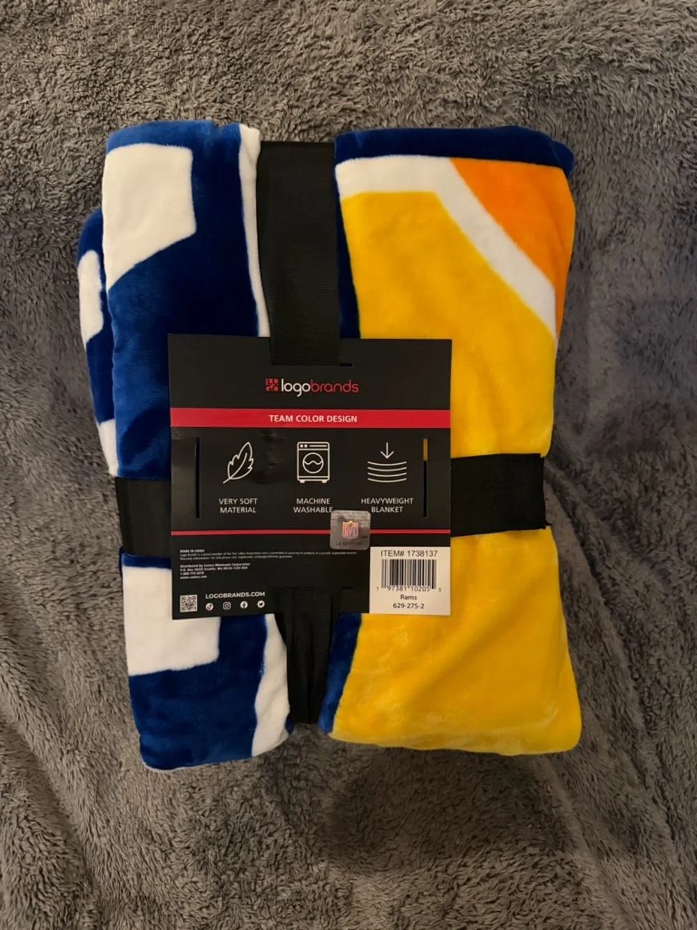 NFL Los Angeles Rams Blue White Yellow Plush Blanket